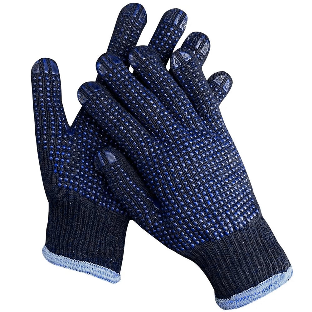 Manusi Albastre tricot cu puncte negre PVC ambele parti M11 blister