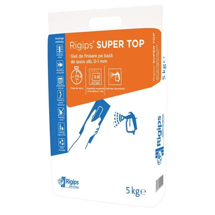 Rigips SUPER TOP 5 kg glet alb finisare (1 pal= 100 saci)