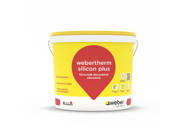 Tencuiala granulatie 1.5mm Webertherm silicon plus 25 kg R954 100A ALB Ral9010