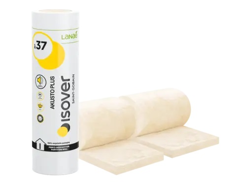 Vata min. Isover Akusto Plus λ37 75 mm / 10.8 m2 (1.2m*9m) (1 pal=24 rul)