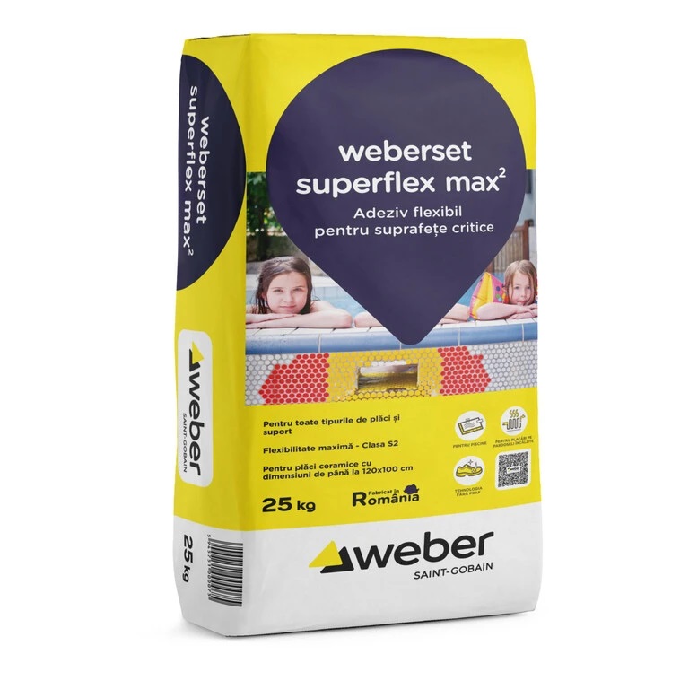 .Weberset superflex max2 25 kg Adeziv flexibil pentru suprafeţe critice