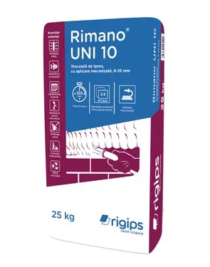Rimano Uni 10 25 kg Rigips Tencuiala interior ( 1 pal=45 saci ) Rimano Uni 10 25 kg Rigips Tencuiala interior ( 1 pal=45 saci )